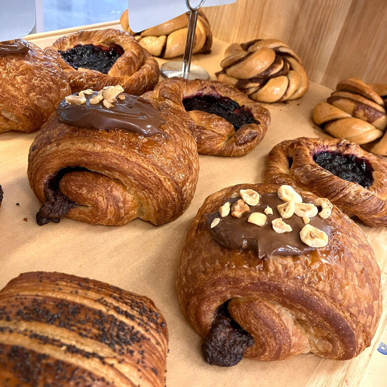 Nutella croissants, blueberry danishes & cardamom buns